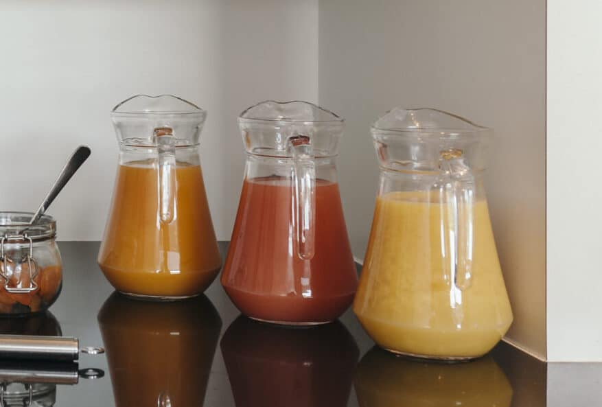 Cheese and fruit juice